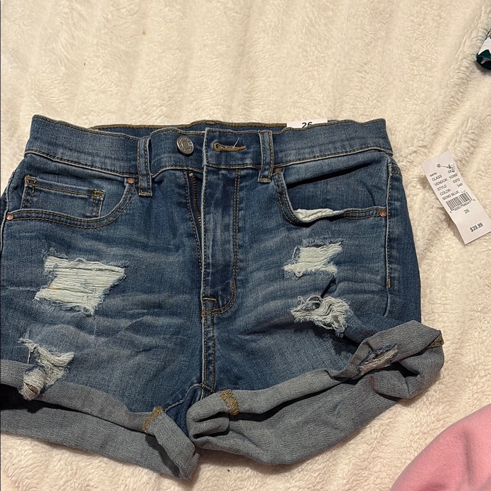 Denim Blue Distressed Women's Shorts